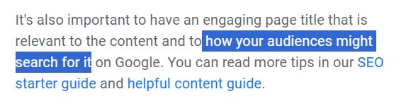 PTG Marketing; Google Search Console says titles should be written in ways that the audience might search for them.