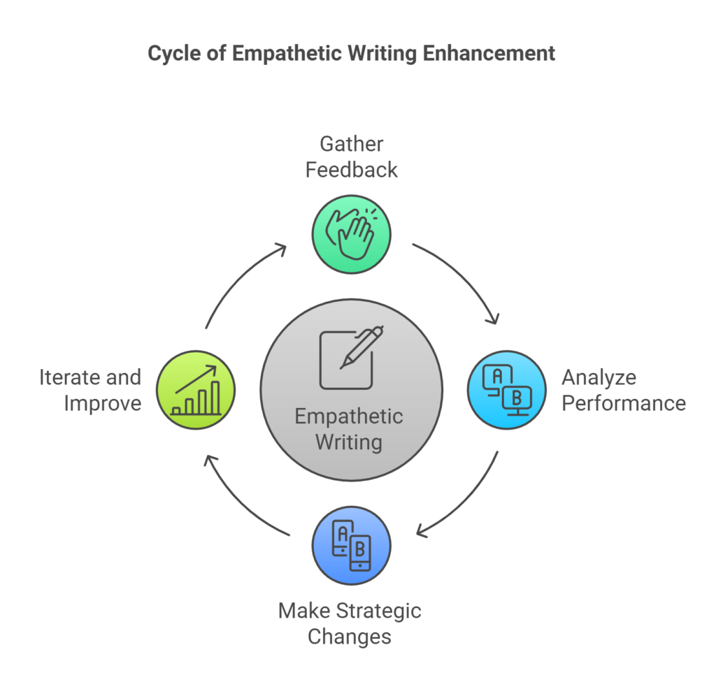 PTG Marketing; A diagram showing the cycle of empathetic writing enhancement