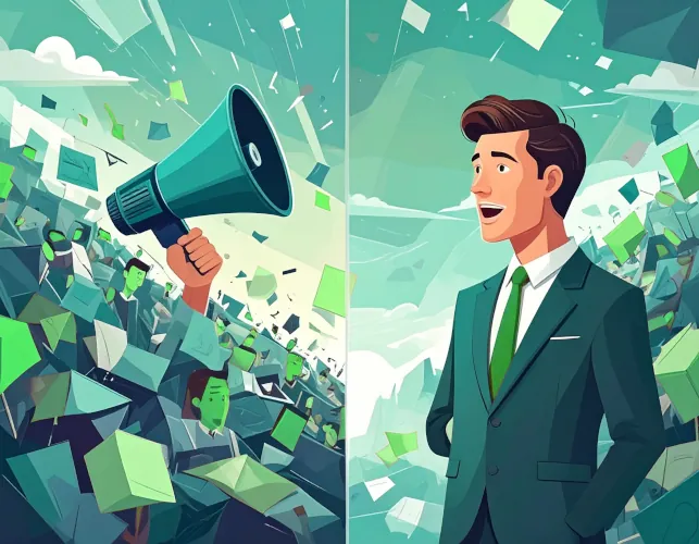 PTG-Marketing-Reaching-Your-Buyer-Persona-500p PTG Marketing; The difference between screaming your marketing message into a crowd of chaos (left) and speaking clearly to people who want to listen (right).