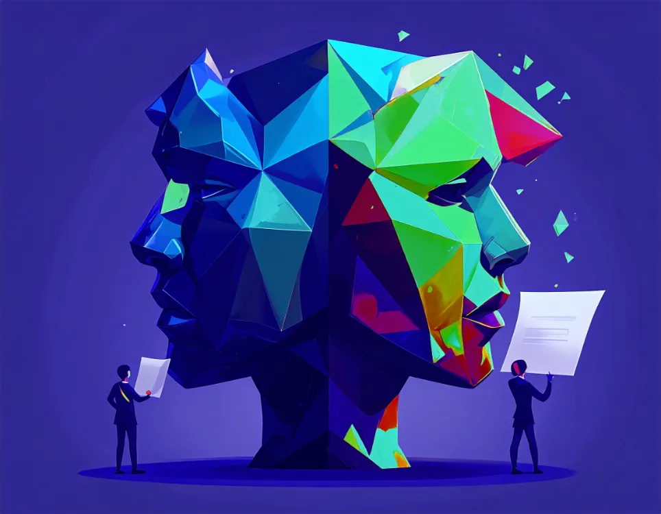 PTG Marketing; two faces looking in opposite directions depicting the before- and after-state of having a brand sheet to define clear brand guidelines and CI.
