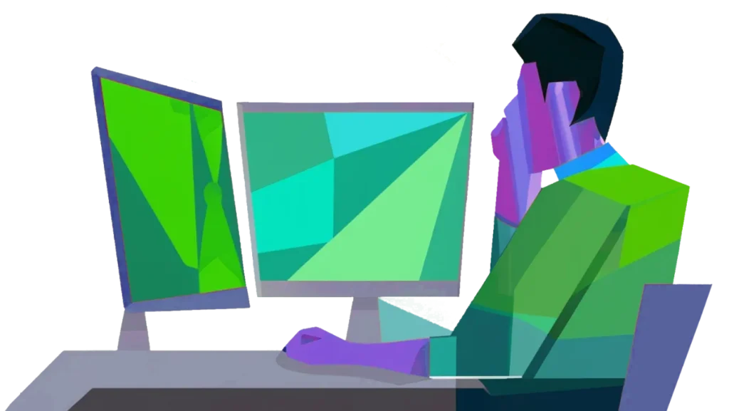 PTG Marketing; A man staring amelessly into his computer screen, procrastingating because he lacks confidence in the marketing strategy he cureently has.
