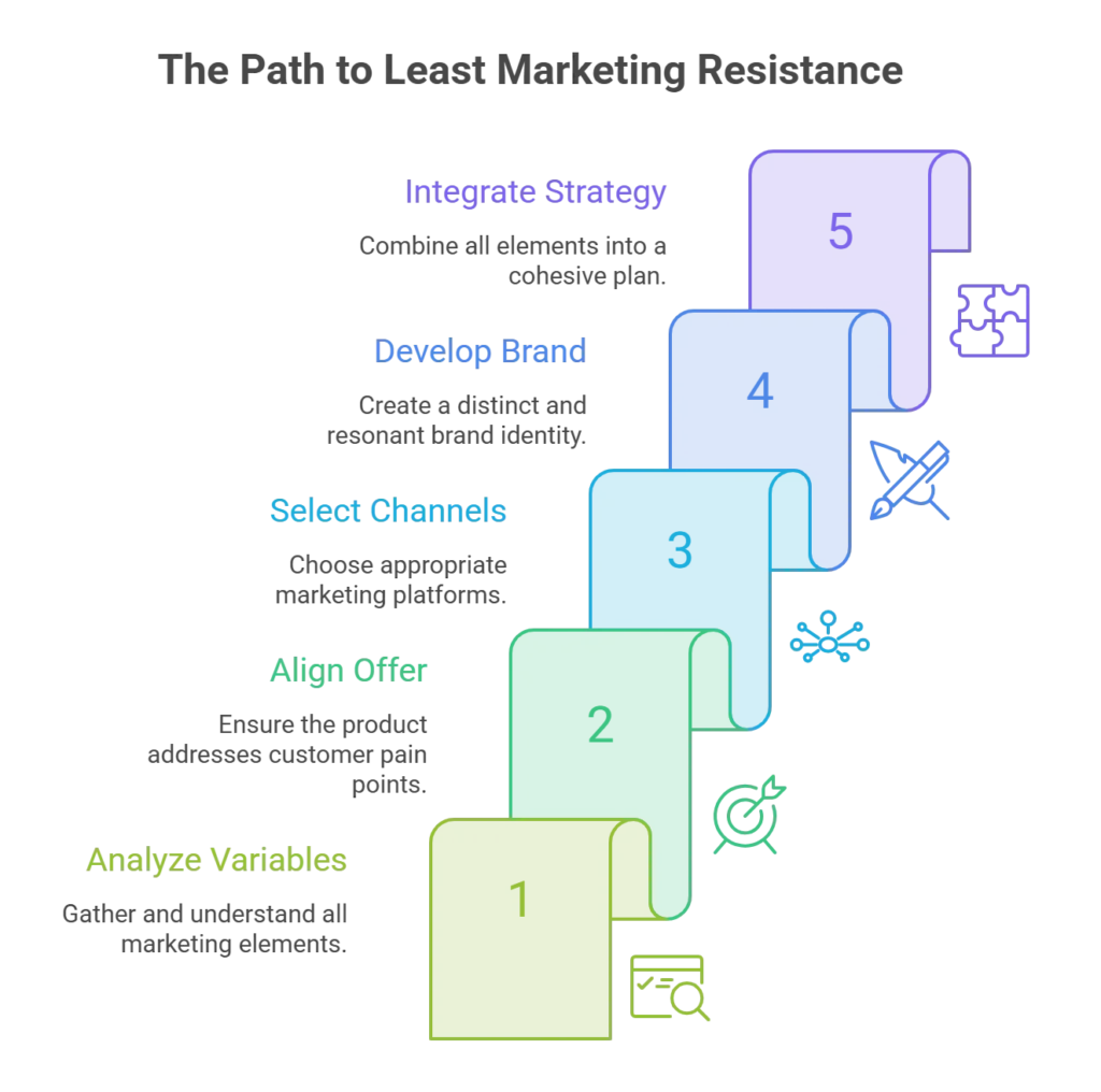 PTG-Marketing-GTM-Strategy-From-Scratch-Path-of-Least-Marketing-Resistance How to get to the Path of Least Marketing Resistance by combining all marketing strategy variables into a cohesive plan.